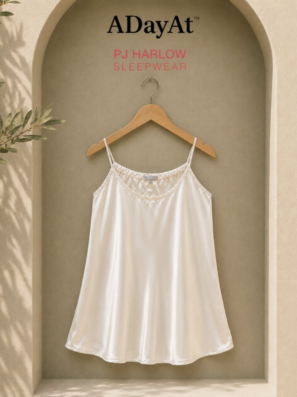 PJ Harlow Viscose Sleep Cami Ivory Cream Lounge Tank Top Made in USA Size Small